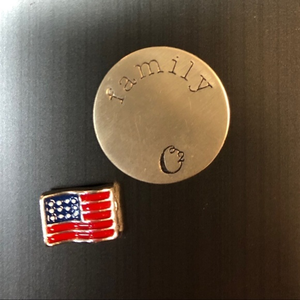 Origami Owl silver Family Plate &‎ American Flag